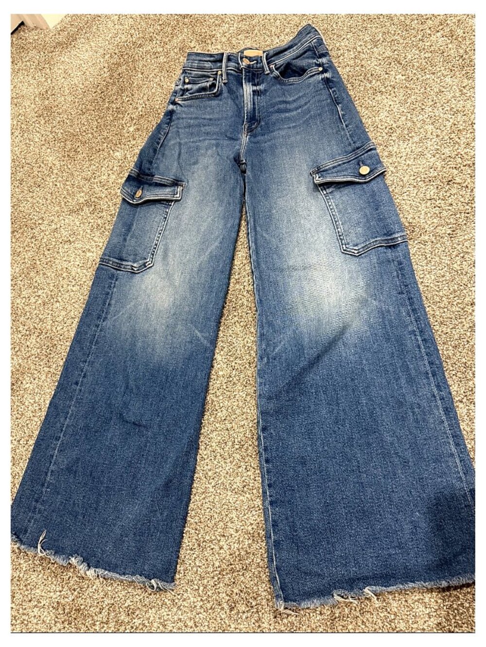 MOTHER The Undercover Cargo Wide Leg Jeans Size 23
